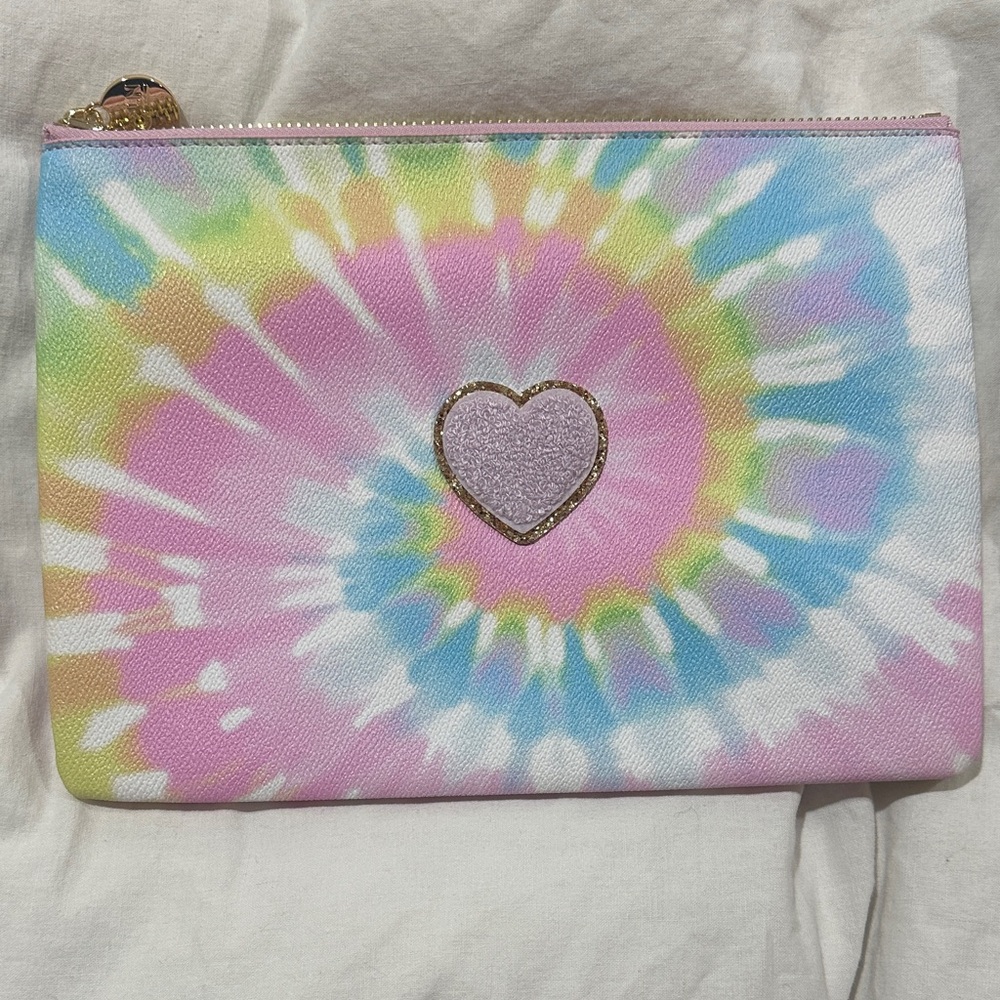 Stoney Clover Lane Colorful Tie-Dye Pouch with Heart Patch